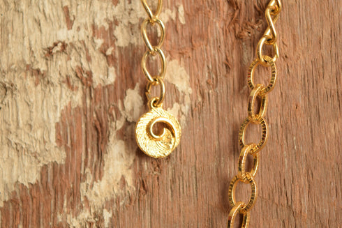 Gold Toned Ladder Necklace -  1970's Textured tiered necklace